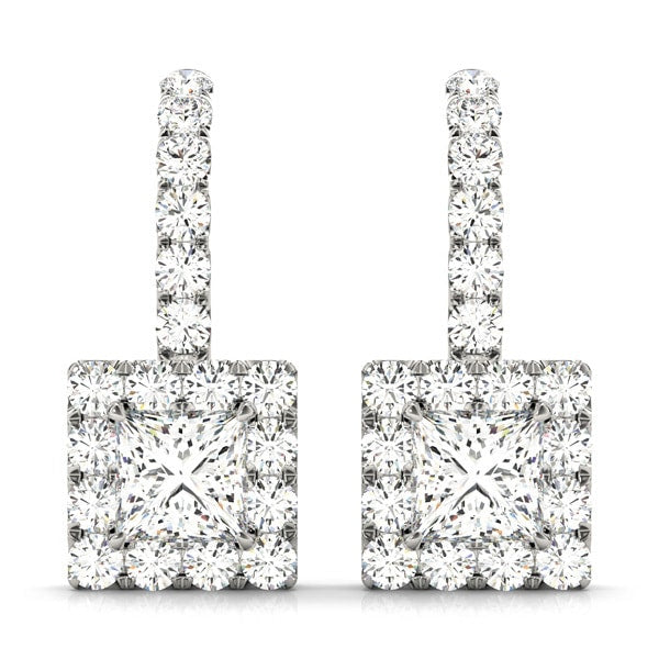 18K White Gold 7/8 ct tw Halo Diamond Earring