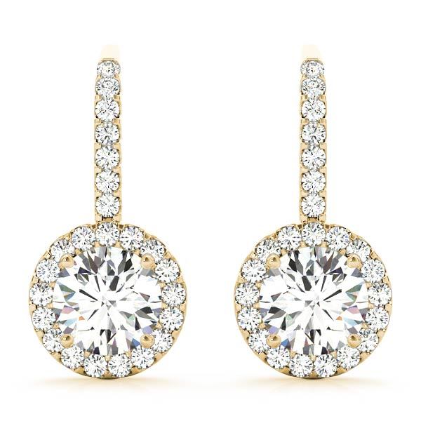 14K Yellow Gold 1 1/5 ct tw Halo Diamond Earring