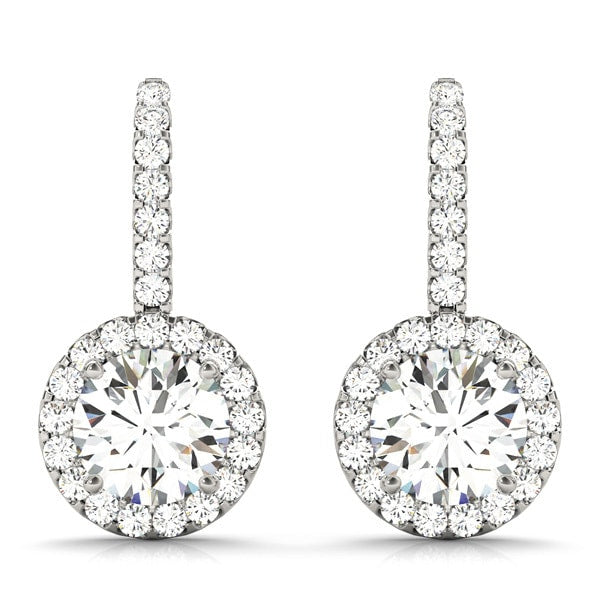 18K White Gold 1 1/5 ct tw Halo Diamond Earring