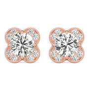 18K Rose Gold 1/2 ct tw Halo Diamond Earring