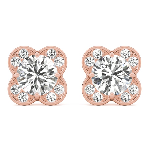 18K Rose Gold 1/2 ct tw Halo Diamond Earring