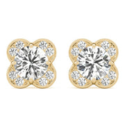 14K Yellow Gold 1/2 ct tw Halo Diamond Earring