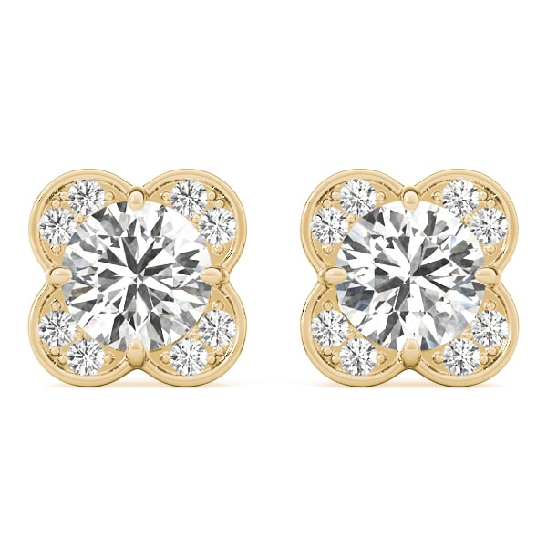 14K Yellow Gold 1/2 ct tw Halo Diamond Earring