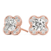 18K Rose Gold 1/2 ct tw Halo Diamond Earring