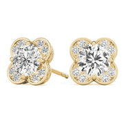 18K Yellow Gold 1/2 ct tw Halo Diamond Earring