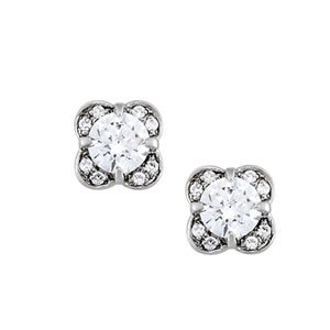18K White Gold 1/2 ct tw Halo Diamond Earring