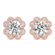 18K Rose Gold 1/2 ct tw Halo Diamond Earring