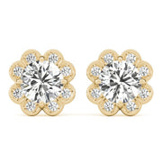 14K Yellow Gold 1/2 ct tw Halo Diamond Earring