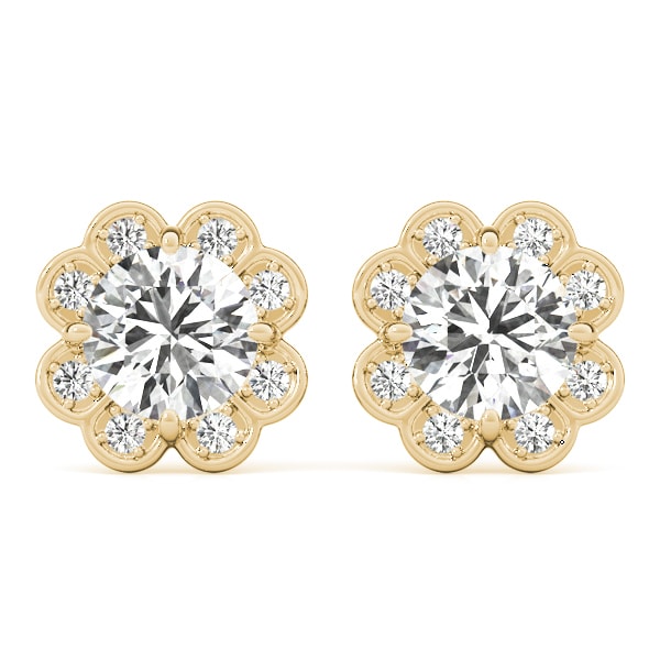 14K Yellow Gold 1/2 ct tw Halo Diamond Earring