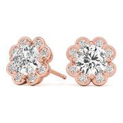 18K Rose Gold 1/2 ct tw Halo Diamond Earring