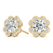 18K Yellow Gold 1/2 ct tw Halo Diamond Earring