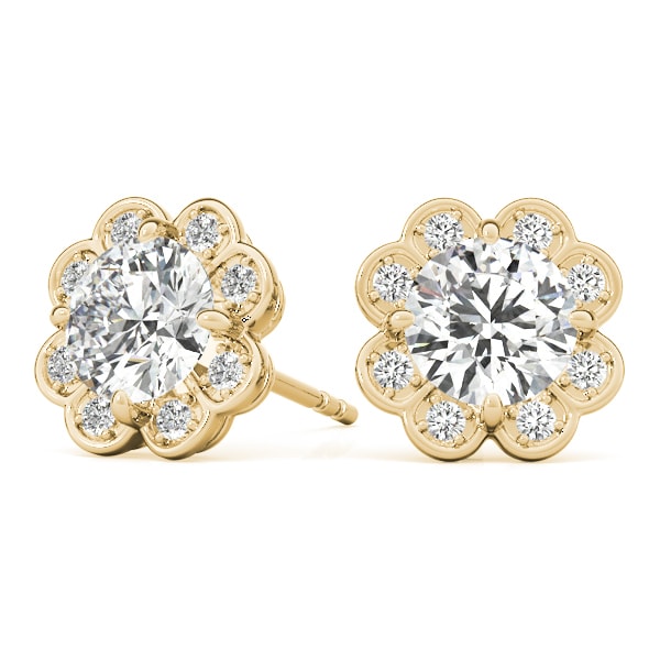 14K Yellow Gold 1/2 ct tw Halo Diamond Earring