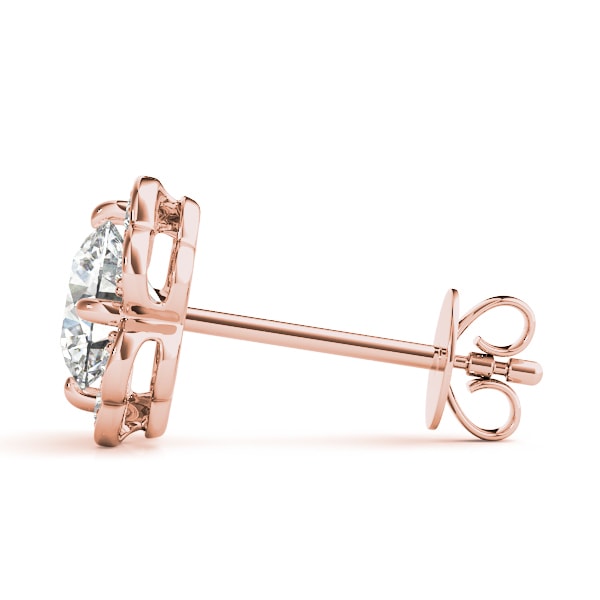 18K Rose Gold 1/2 ct tw Halo Diamond Earring