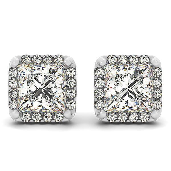 Platinum 1/4 ct tw Halo Diamond Earring