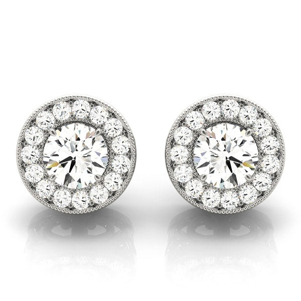 14K White Gold 3/8 ct tw Halo Diamond Earring