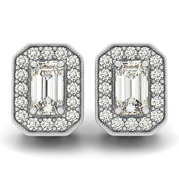 18K White Gold 1/2 ct tw Halo Diamond Earring