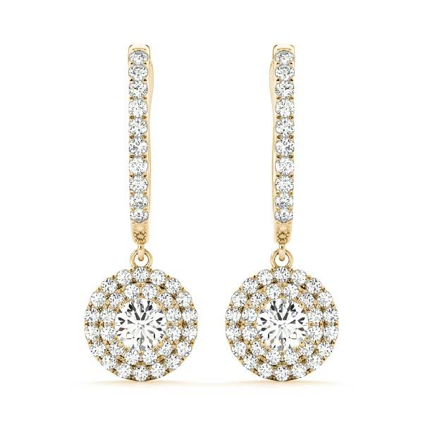 18K Yellow Gold 1 1/3 ct tw Halo Diamond Earring