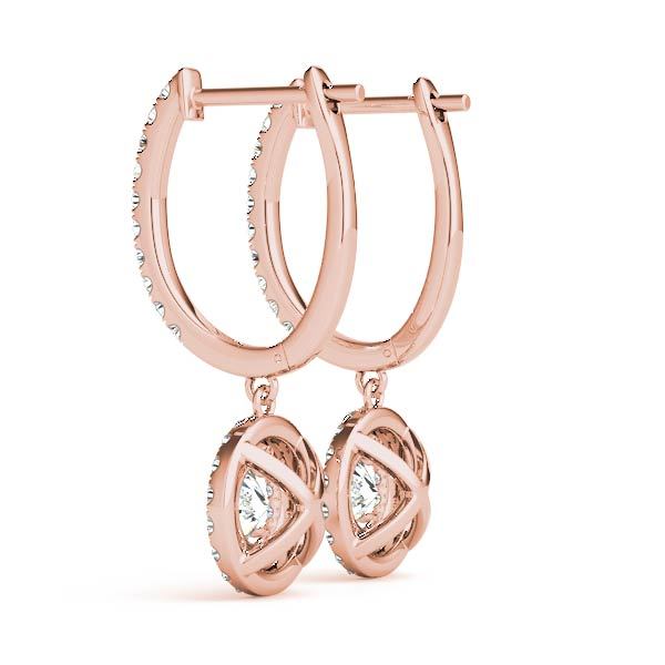 14K Rose Gold 1 1/3 ct tw Halo Diamond Earring
