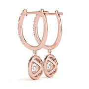 18K Rose Gold 1 1/3 ct tw Halo Diamond Earring