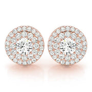 18K Rose Gold 1 ct tw Halo Diamond Earring