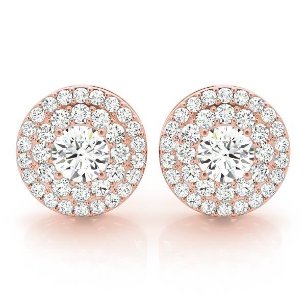 18K Rose Gold 1 ct tw Halo Diamond Earring