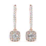14K Rose Gold 1 1/2 ct tw Halo Diamond Earring