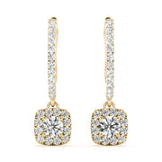 14K Yellow Gold 1 1/2 ct tw Halo Diamond Earring