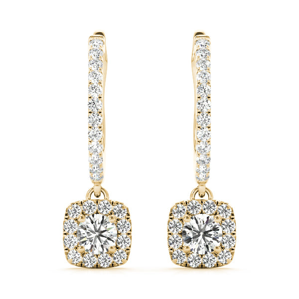 14K Yellow Gold 1 1/2 ct tw Halo Diamond Earring
