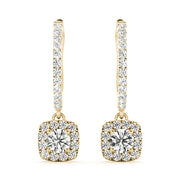 18K Yellow Gold 1 1/2 ct tw Halo Diamond Earring