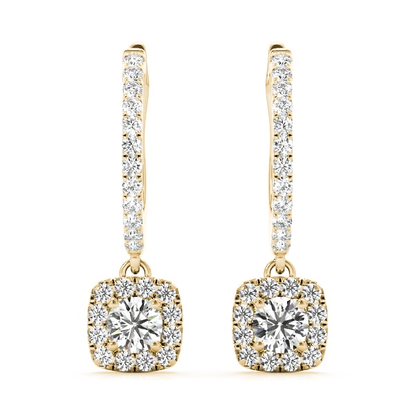 18K Yellow Gold 1 1/2 ct tw Halo Diamond Earring