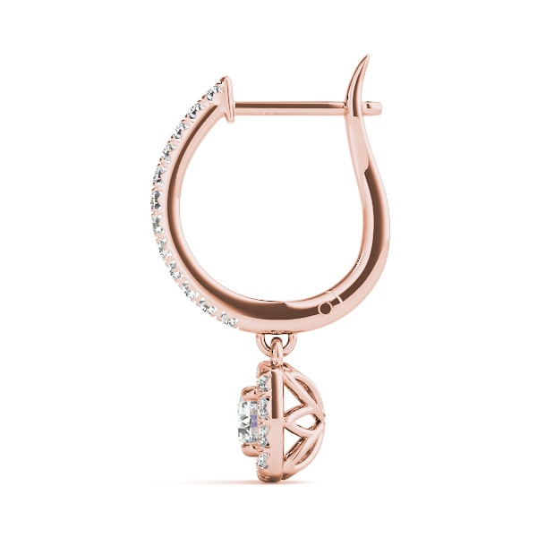 14K Rose Gold 1 1/2 ct tw Halo Diamond Earring