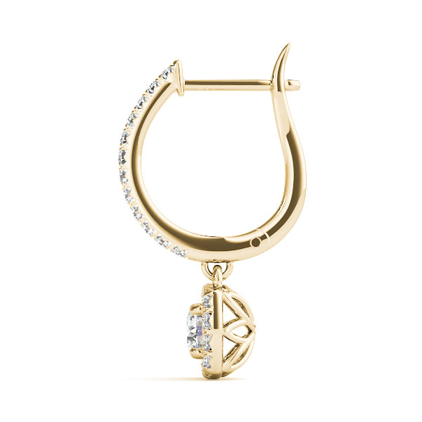 14K Yellow Gold 1 1/2 ct tw Halo Diamond Earring