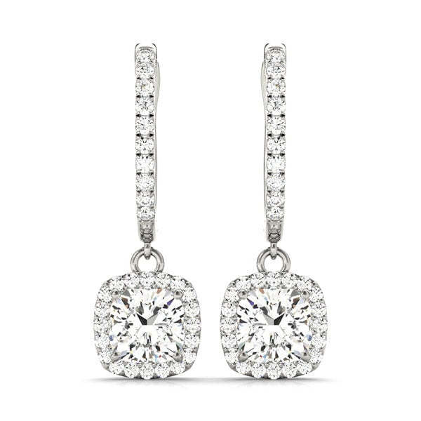 18K White Gold 7/8 ct tw Halo Diamond Earring