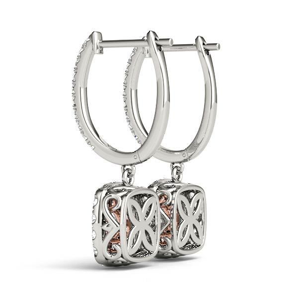18K Rose Gold 7/8 ct tw Halo Diamond Earring