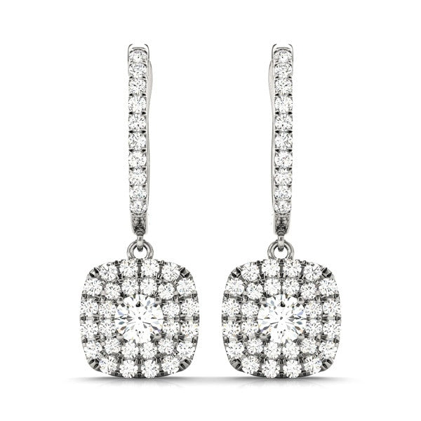 18K White Gold 7/8 ct tw Halo Diamond Earring