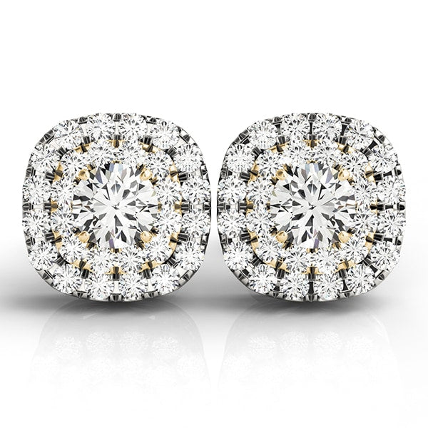 18K Yellow Gold 3/4 ct tw Halo Diamond Earring