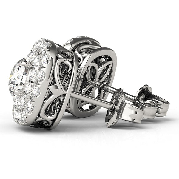 14K Rose Gold 3/4 ct tw Halo Diamond Earring