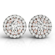 18K Rose Gold 3/4 ct tw Halo Diamond Earring