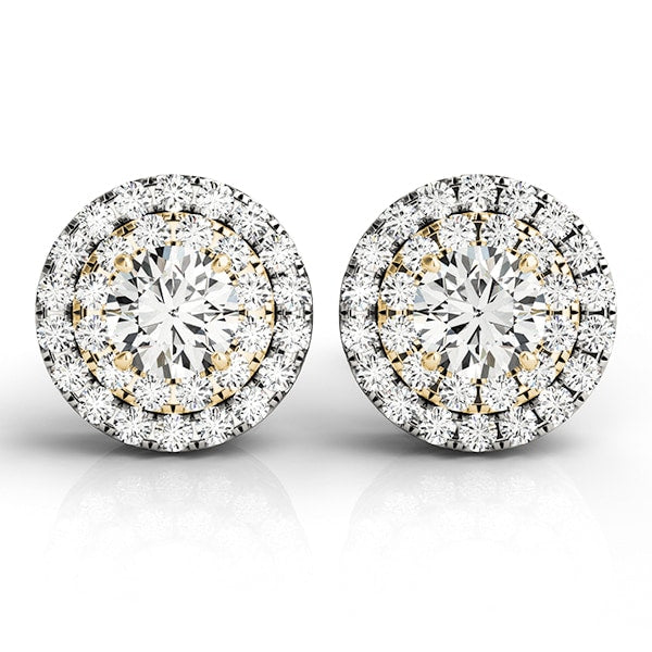 14K Yellow Gold 3/4 ct tw Halo Diamond Earring