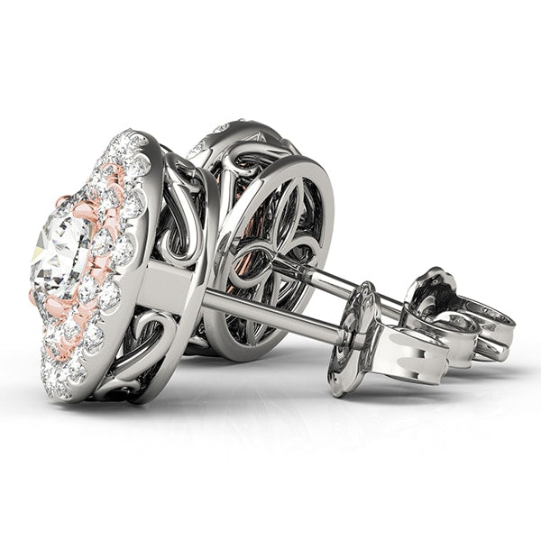 14K Rose Gold 3/4 ct tw Halo Diamond Earring