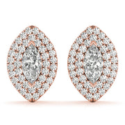 18K Rose Gold 1 1/3 ct tw Halo Diamond Earring
