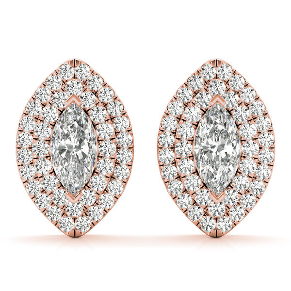 18K Rose Gold 1 1/3 ct tw Halo Diamond Earring