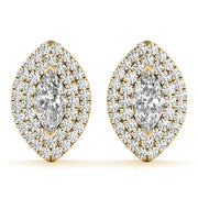 14K Yellow Gold 1 1/3 ct tw Halo Diamond Earring
