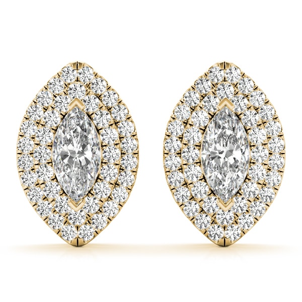 18K Yellow Gold 1 1/3 ct tw Halo Diamond Earring