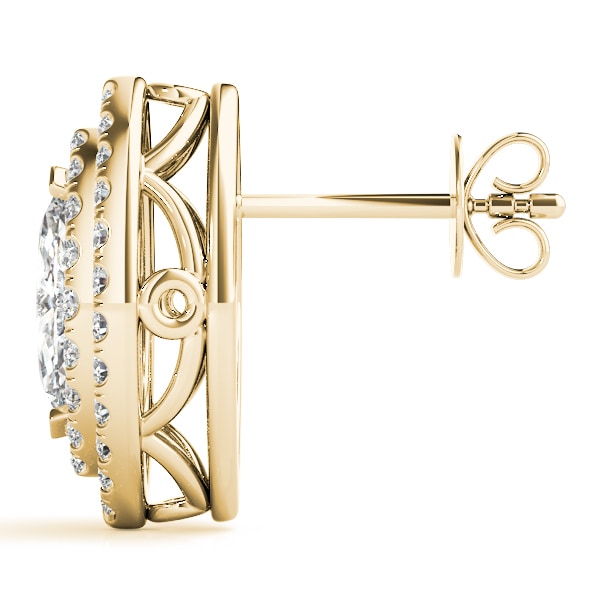 14K Yellow Gold 1 1/3 ct tw Halo Diamond Earring