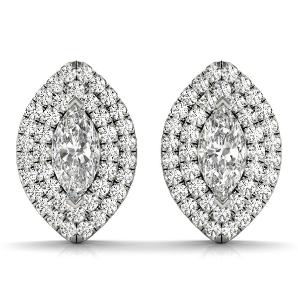14K White Gold 1 1/3 ct tw Halo Diamond Earring