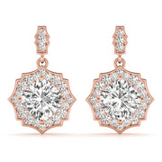 18K Rose Gold 5/8 ct tw Halo Diamond Earring