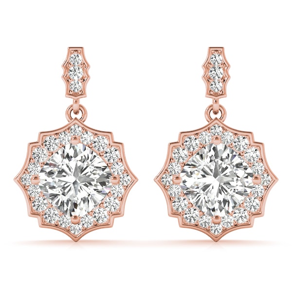 18K Rose Gold 5/8 ct tw Halo Diamond Earring