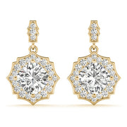 14K Yellow Gold 5/8 ct tw Halo Diamond Earring