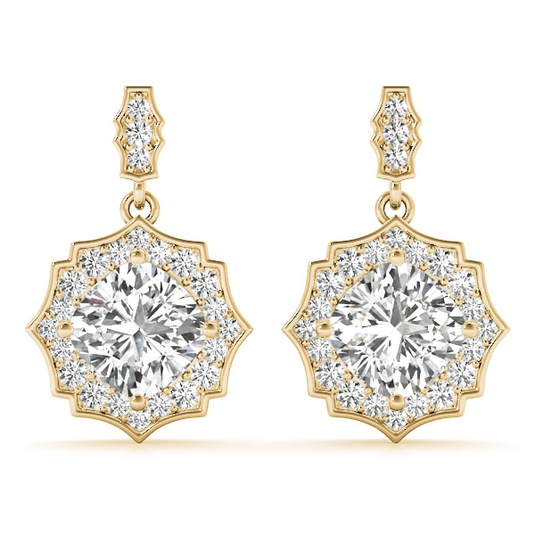 14K Yellow Gold 5/8 ct tw Halo Diamond Earring